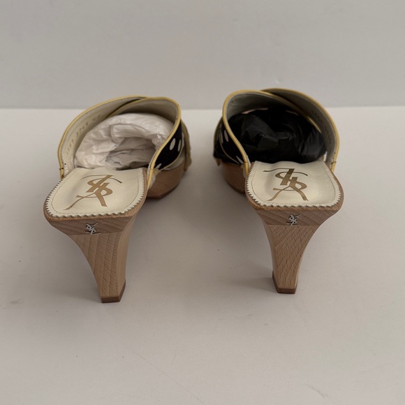 YSL Black & Ivory Lolita Dot Heeled Slides - Picture 3 of 12